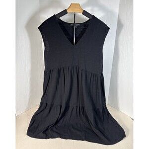 SANCTUARY Women's Black Summer Skimmer Dress Size XL V-Neck Cap Sleeve